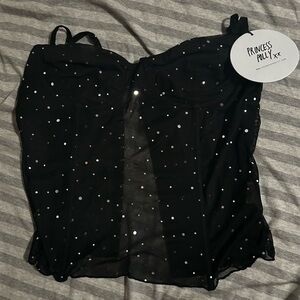 Princess Polly Black Sheer Top
